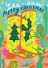 Arty Christmas Card - Cowboy Boots - Cacti created by Kerrie McNeill