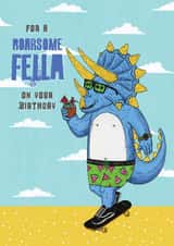 Arty Birthday Card - Triceratops - Awesome Fella created by Mulga The Artist