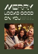 Personalised Christmas Photo Card created by Heather Schertzer - Classic Christmas Card - Merry Looks Good On You