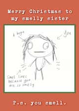 Funny Christmas Card - For Sister - Smelly Sister created by Childish Ramblings