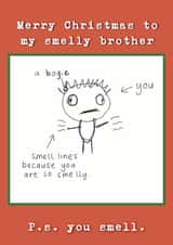 Funny Christmas Card - For Brother - Smelly Brother Drawing created by Childish Ramblings