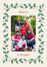 Personalised Christmas Photo Card created by letterfix - Classic Christmas Card - Merry And Bright - Holly Frame