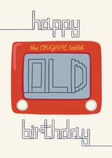 Funny Birthday Card - Etch A Sketch created by Christine Cuddihy Illustration