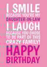 Funny Birthday Card - Daughter In Law - Crazy Family created by @Cupsie's Creations