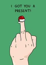 Rude Christmas Card - Middle Finger - Santa Hat created by YAWN DESIGNS