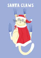 Cute Christmas Card - Santa Claws - Cat Pun created by Lucy Maggie Designs