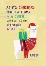 Fun Christmas Card - Llama - Delivering A Gift created by Pencilface
