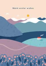 Winter Wishes Christmas Card - Calm Winter Landscape - Holidays - Non Religious created by Joanne Hawker