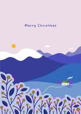 Classic Merry Christmas Card - Calm Winter Landscape - Snowy Mountains created by Joanne Hawker