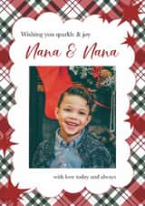 Personalised Christmas Photo Card created by Choo Choo  - Traditional Christmas Card - For Nana & Nana - Sparkle & Joy