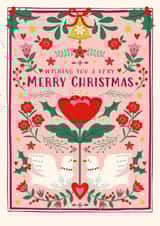 Pretty Christmas Card - Doves - Folk Florals created by Nina Raby - Jones