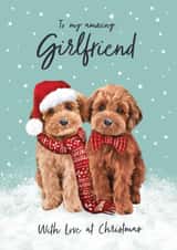 Cute Christmas Card - For Girlfriend - Cockapoos created by Debbie Daley Illustrations