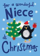 Cute Christmas Card - Wonderful Niece - Penguin created by @AimeeStevens.Design