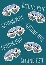 Funny Christmas Card – Ski Pun – Getting Piste – Festive Snow Goggles Design created by Calina Ho