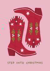 Classic Christmas Card - Step Into Christmas - Cowboy Boots created by Ella Goddard
