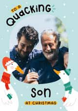 Personalised Christmas Photo Card created by Joanne Hawker - Cute Christmas Photo Card - For Son - To A Quacking Son - Duck Pun
