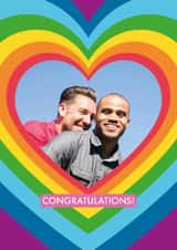 Personalised Wedding Photo Card created by Kate & The Ink - Fun LGBTQ+ Wedding/Engagement Card - Rainbow Love