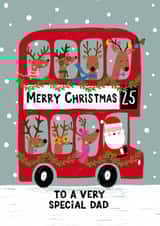Cute Christmas Card - For A Special Dad - Santa Driving A Red Bus created by Nicola Watson