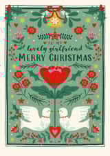 Pretty Christmas Card - For Lovely Girlfriend - Doves - Scandi Modern Design created by Nina Raby - Jones