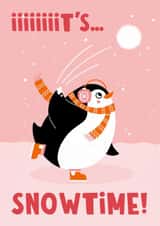 Cute Christmas Card - It's Snowtime - Penguin created by Lucy Maggie Designs