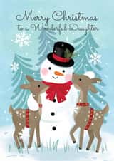 Traditional Christmas Card - Wonderful Daughter - Snowman created by Paper Valley Design Studio