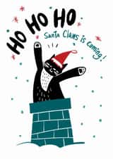 Cute Christmas Card - Ho Ho Ho - Cat - Santa Claws Is Coming! created by StudiOllie