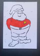 Christmas Trekkie Santa - Cute Lino print created by NanglePrints