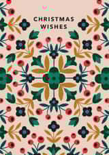 Classic Christmas Card - Folk Inspired Design - Winter Foliage created by Maggie Magoo Designs