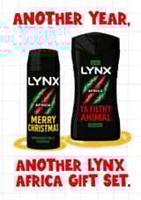 Funny Christmas Card - For Him - Another Year, Another Lynx Africa Gift Set created by Mrs Best Paper Co.