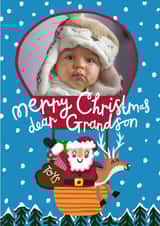 Personalised Christmas Photo Card created by @AimeeStevens.Design - Cute Christmas Card - For Grandson - Hot Air Balloon