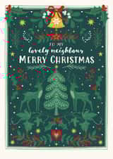 Classic Christmas Card - For Neighbour - Deers created by Nina Raby - Jones
