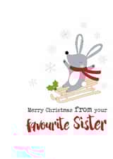 Funny Christmas Card - From Your Favourite Sister - Sled created by Dandelion Stationery
