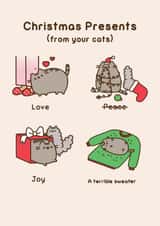 Cute Christmas Card - Pusheen - Presents From Your Cats created by Hype Cards
