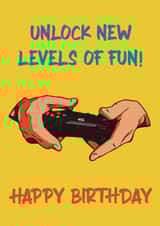 Classic vibrant birthday card, for any friend who enjoys gaming created by Printfantasia 