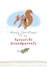 Cute Christmas Card - To My Favourite Grandparents - Squirrel created by Dandelion Stationery