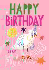 Funny Birthday Card - Fabulous Party Bird created by NICHOLA COWDERY ILLUSTRATIONS 