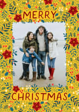 Personalised Christmas Photo Card created by Pear Tree Press - Pretty Christmas Card - Poinsettias