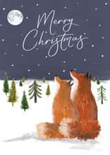 Traditional Christmas Card - Foxes - Woodland Scene created by Making Meadows Ltd