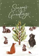 Traditional Christmas Card - Season's Greetings - Woodland Animals created by Making Meadows Ltd