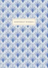 Classic Birthday Card – Blue Palmetto Pattern created by Ohh Deer