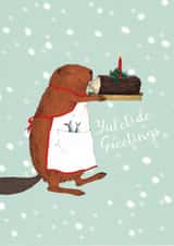 Cute Christmas Card - Beaver - Yuletide Greetings created by Paper Bird