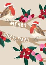 Classic Christmas Card - Robins - Berries created by Louise Tiler