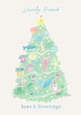 Classic Christmas Card - For A Lovely Friend - Ocean Themed Christmas Tree created by Holly Fox