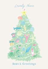 Classic Christmas Card - For Lovely Niece - Ocean Themed Christmas Tree created by Holly Fox