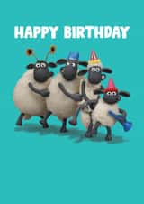 Cute Birthday Card - Shaun The Sheep - Conga Line created by Hype Cards