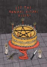 Funny Birthday Card - Witchy Pentagram Cake - Annual Ritual created by Sunpatch Society