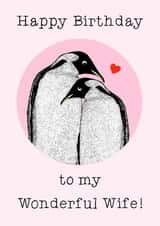Cute Birthday Card - For Wife - Penguins created by Beth Higgins Art