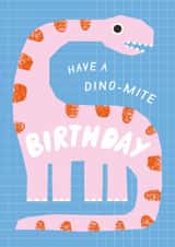 Cute Birthday Card - Pink Dinosaur created by Ellie Hyde