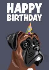Cute Black and Brown Boxer Dog Birthday Card created by Hello Sausage