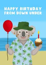 Cute Birthday Card - Koala - From Australia - Down Under created by Pink Peach Cards